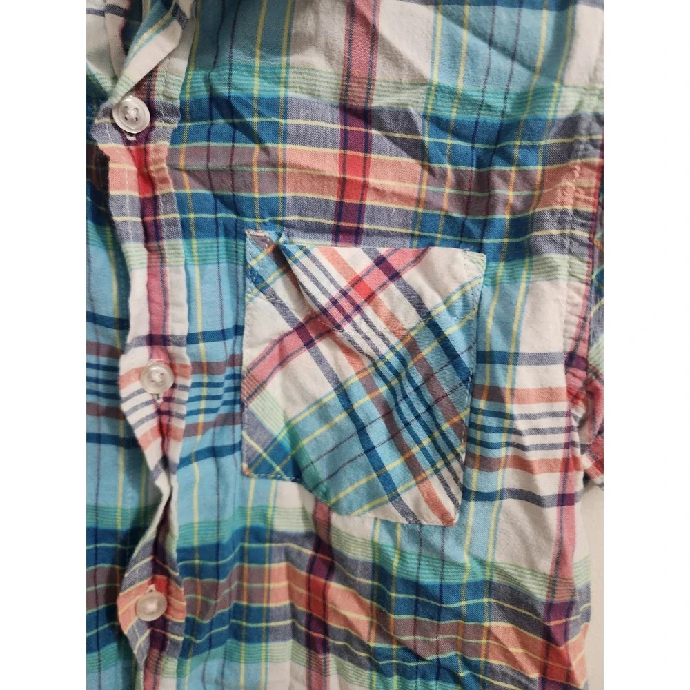 The Children's Place Boys Blue Plaid Short Sleeve Button Down Shirt Size M 7/8